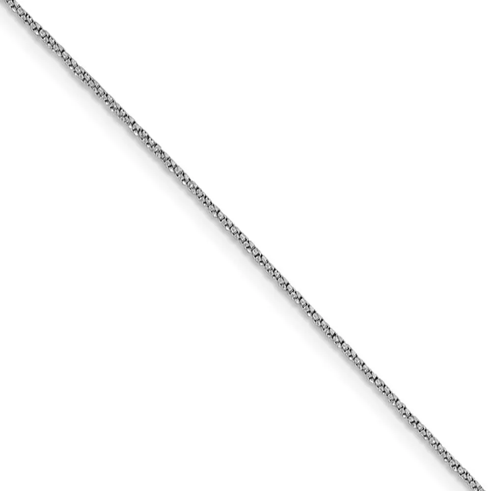 0.9mm 14k White Gold Diamond Cut Twisted Box Chain Necklace