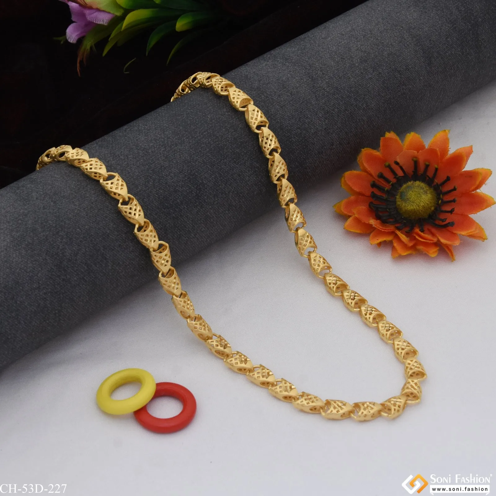 1 Gram Gold Plated Gorgeous Design Prominent Design Chain for Men - Style D227