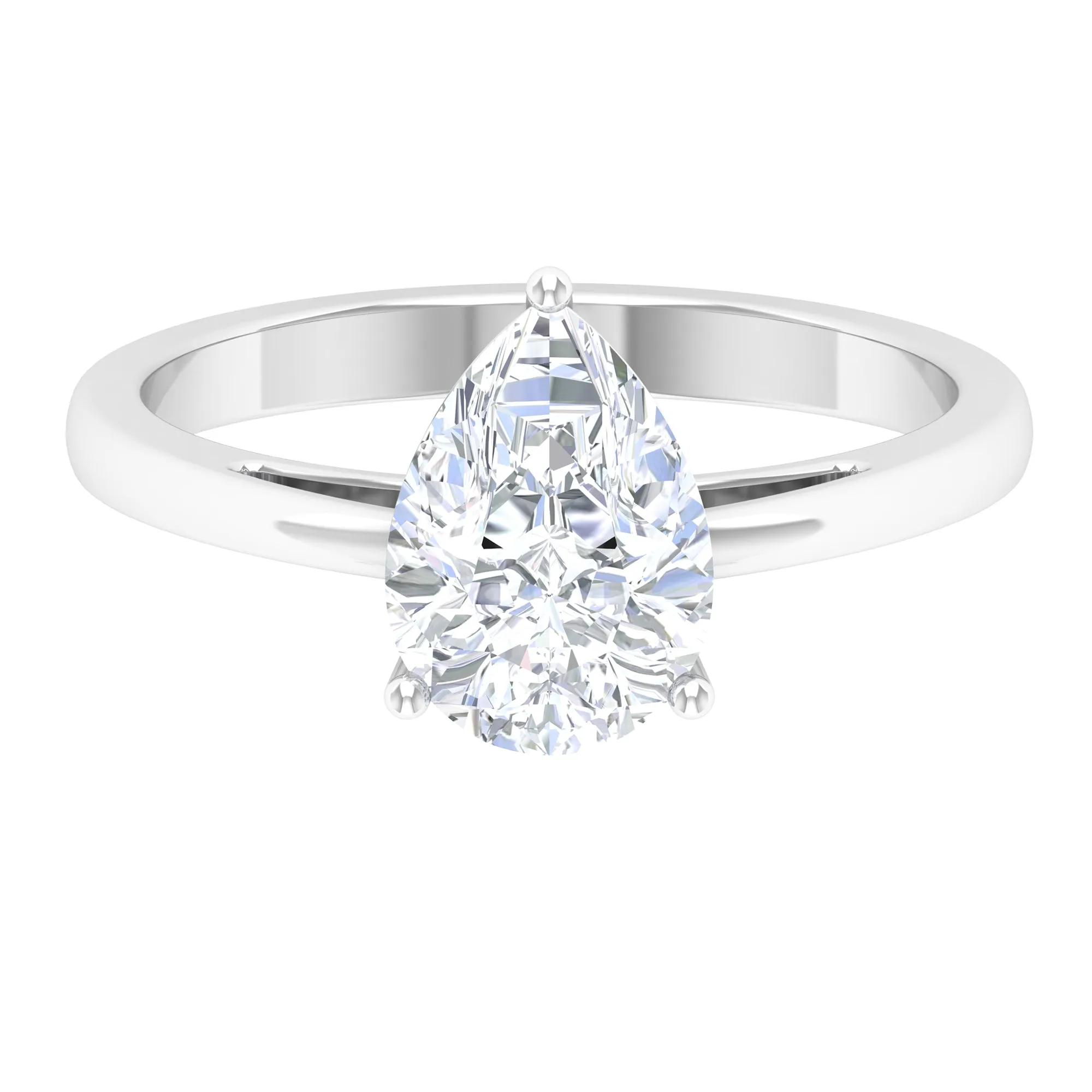 10X7 MM Pear Cut Moissanite Solitaire Ring for Women in 3 Prong Setting