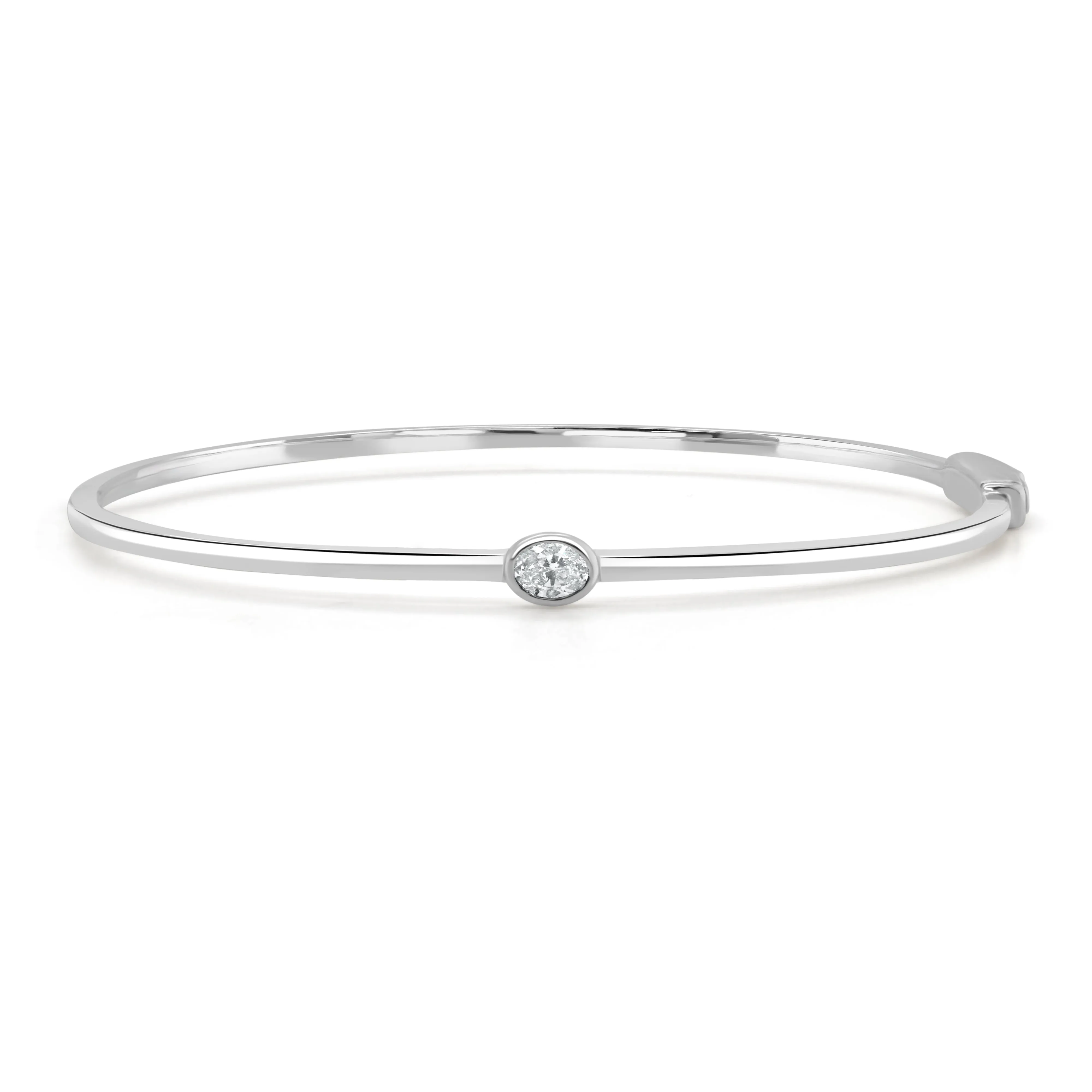 14K Gold Oval Cut Diamond Bangle - 0.20ct