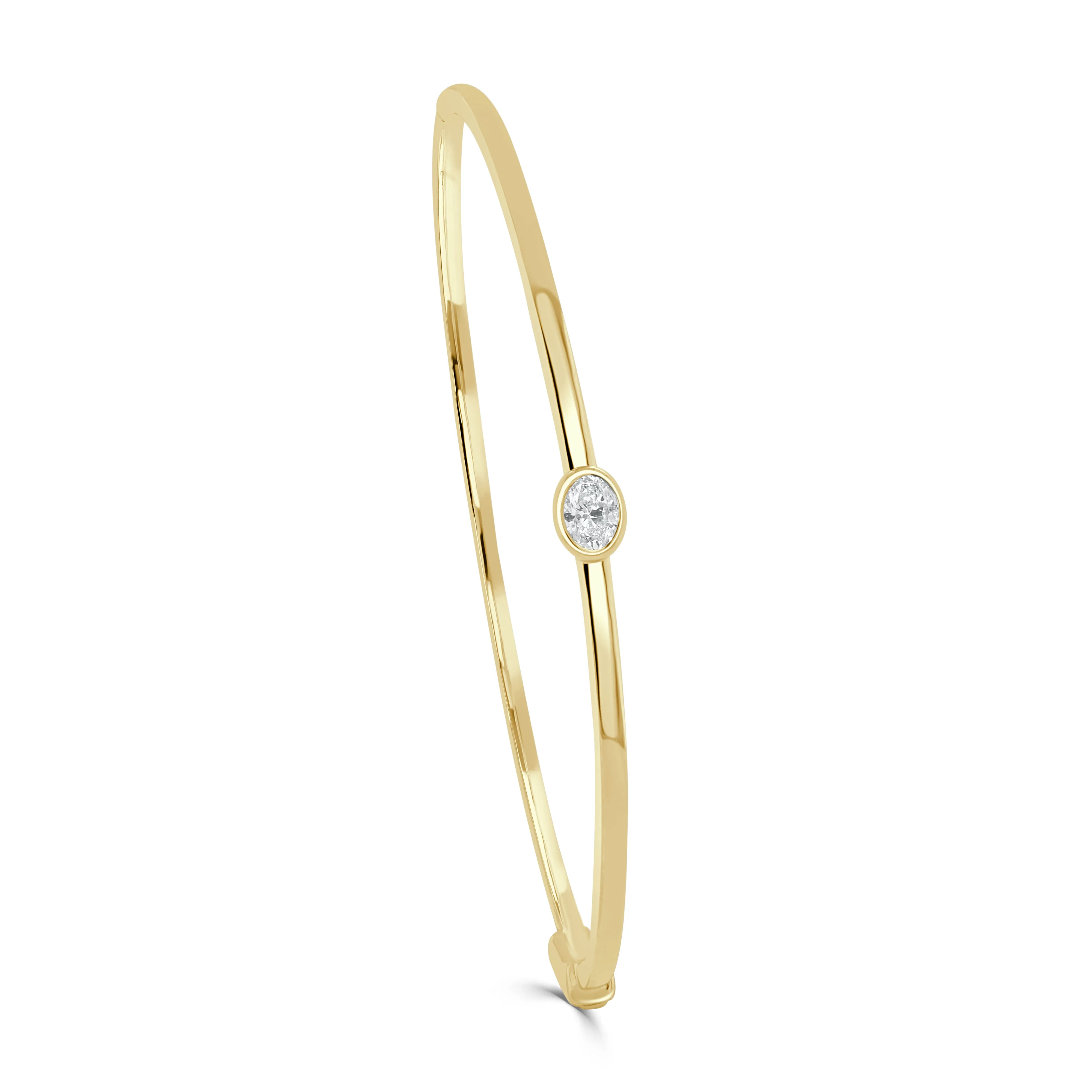 14K Gold Oval Cut Diamond Bangle - 0.20ct