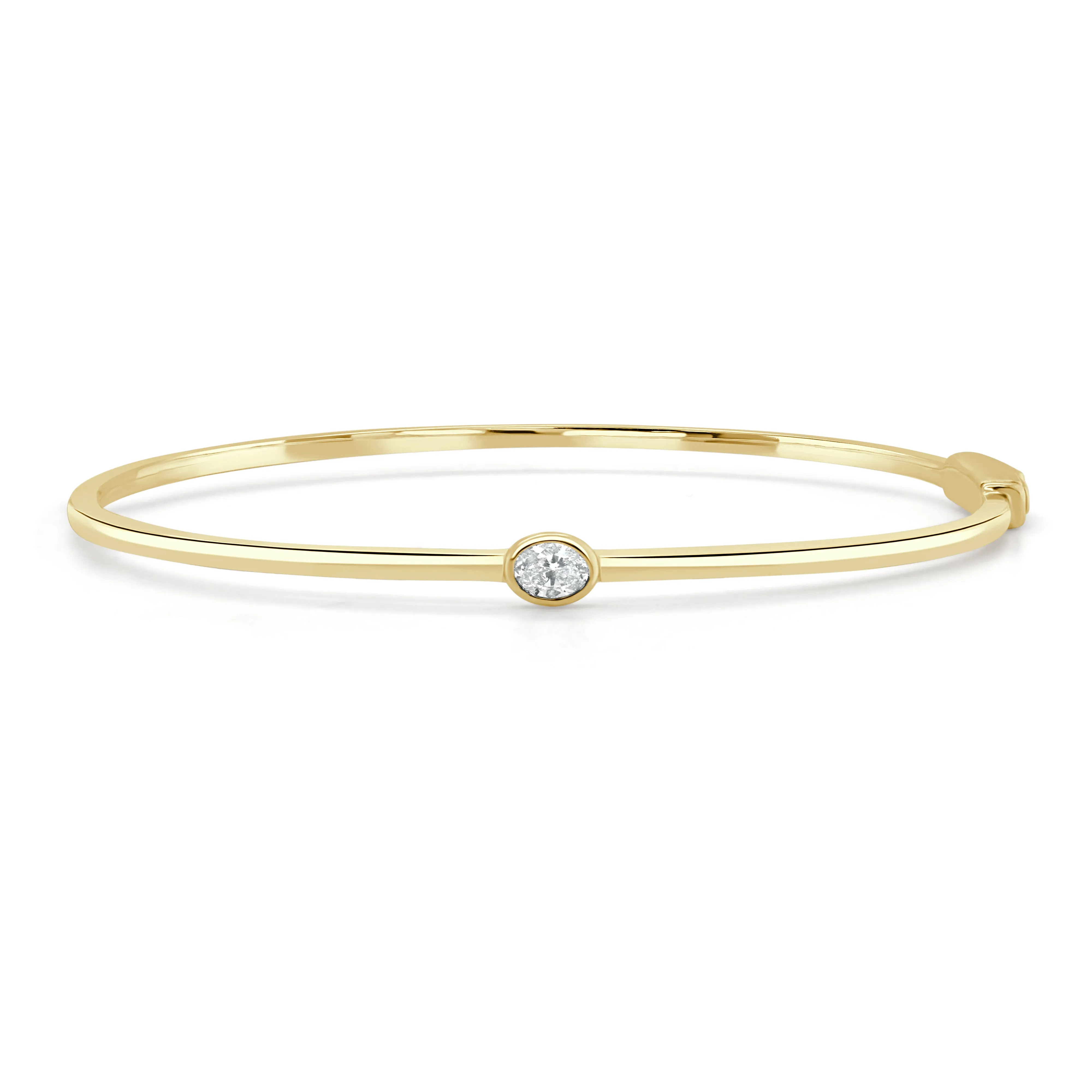 14K Gold Oval Cut Diamond Bangle - 0.20ct