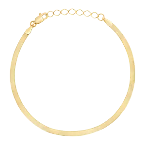 14K Gold Thin Herringbone Bracelet 3mm