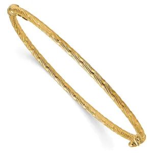 14K Polished and Textured Hinged Bangle