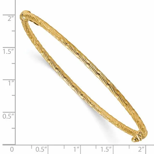 14K Polished and Textured Hinged Bangle