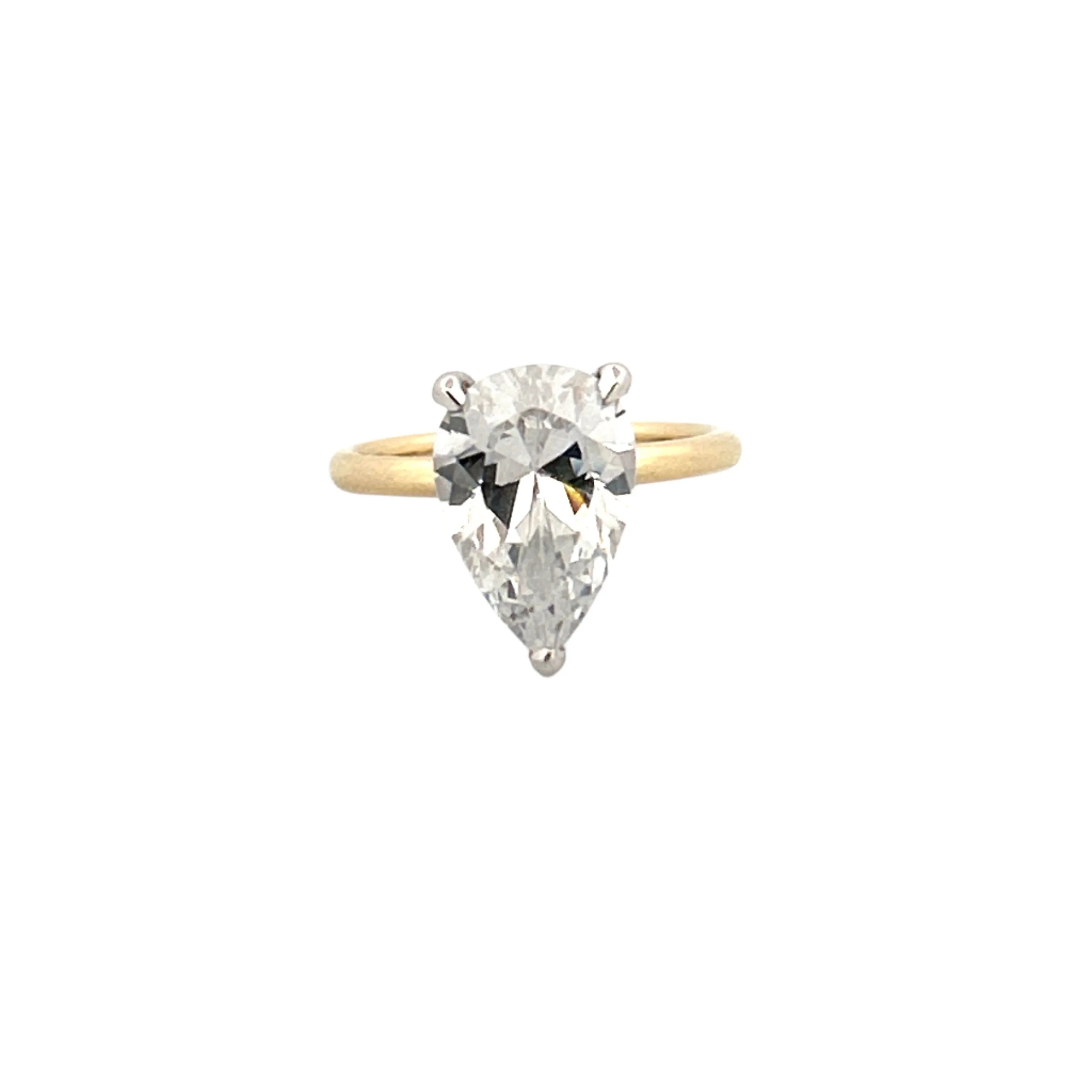 14K Two-Tone Gold 3.00 Carat Pear Lab Grown Diamond Under Halo Solitaire Engagement Ring