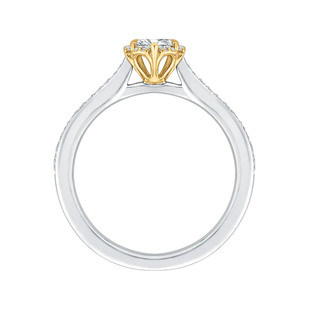 14K Two Tone Gold Round Diamond Engagement Ring