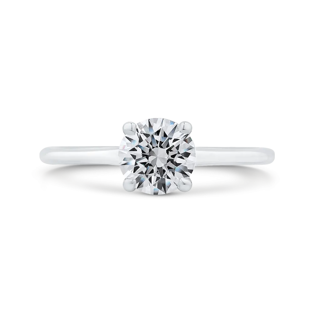 14K White Gold Diamond Engagement Ring with Plain Shank (Semi-Mount)