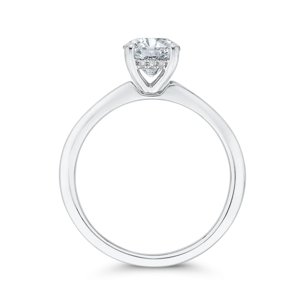 14K White Gold Diamond Engagement Ring with Plain Shank (Semi-Mount)