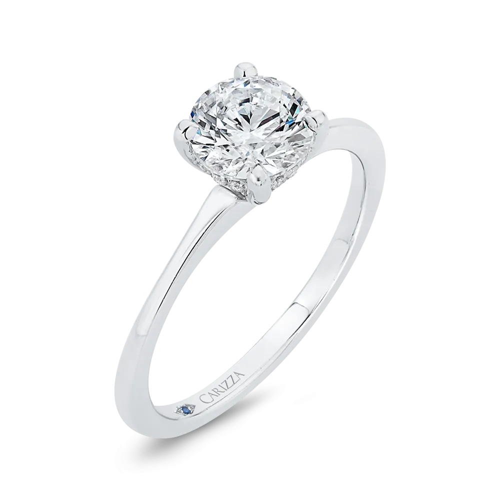 14K White Gold Diamond Engagement Ring with Plain Shank (Semi-Mount)