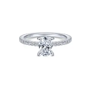 14K White Gold Diamond Oval Mounting