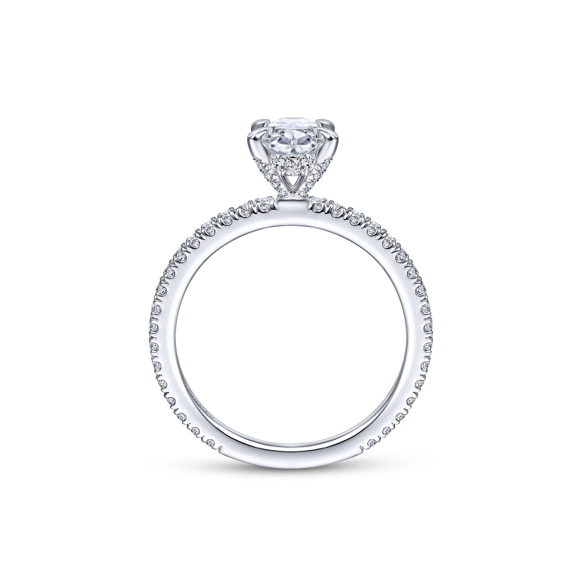 14K White Gold Diamond Oval Mounting