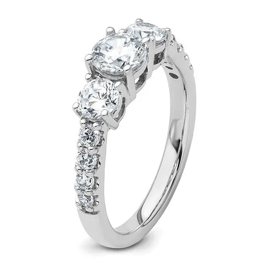 14k White Gold Lab Grown Diamond VS DEF 1 1/2 CTW 3-Stone Engagement Ring