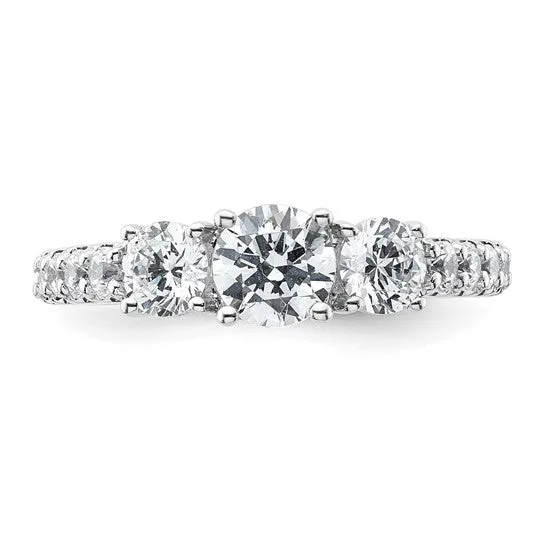 14k White Gold Lab Grown Diamond VS DEF 1 1/2 CTW 3-Stone Engagement Ring