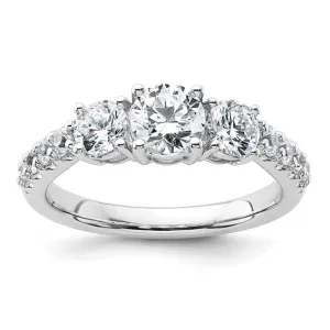 14k White Gold Lab Grown Diamond VS DEF 1 1/2 CTW 3-Stone Engagement Ring