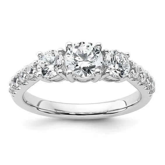 14k White Gold Lab Grown Diamond VS DEF 1 1/2 CTW 3-Stone Engagement Ring