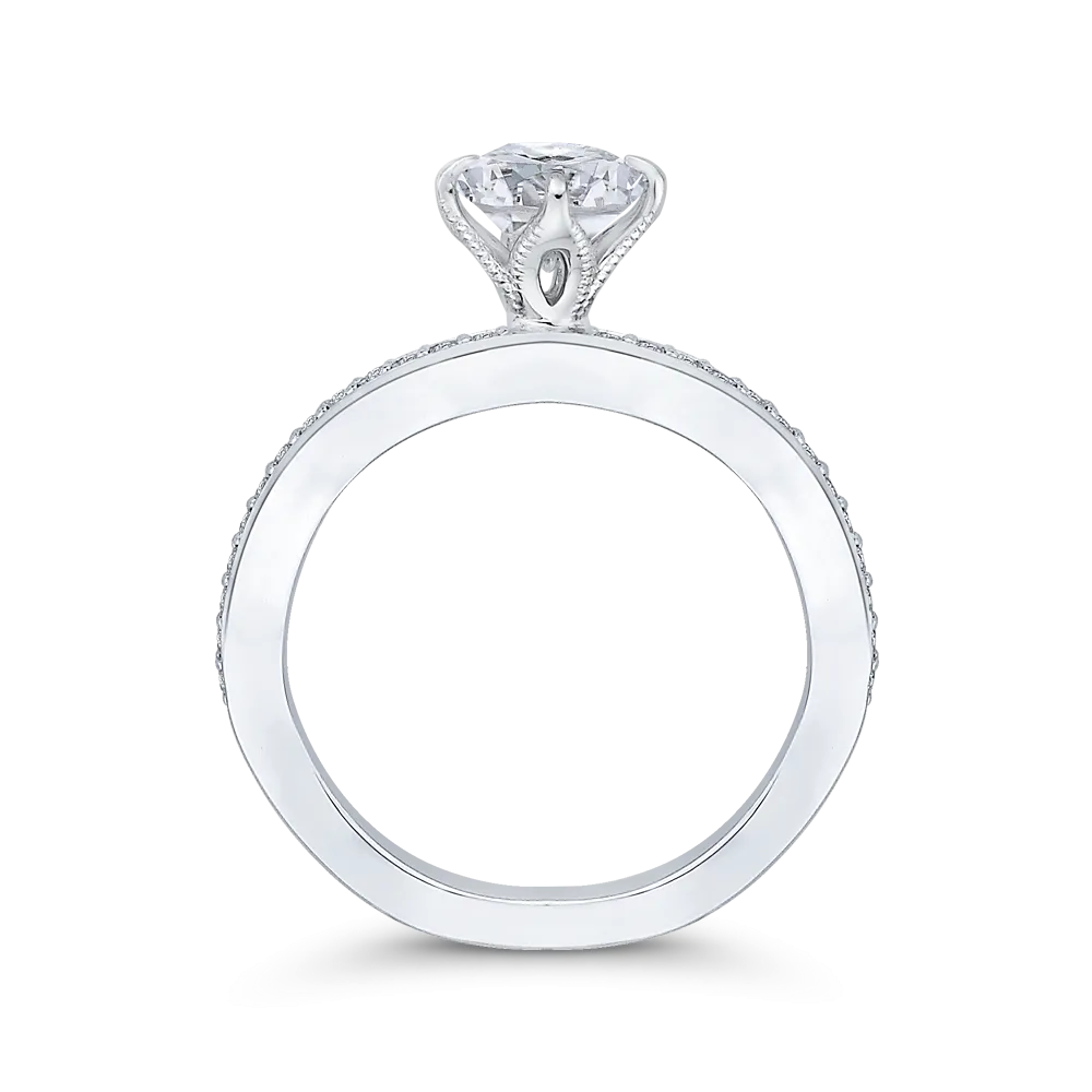 14K White Gold Round Diamond Engagement Ring (Semi Mount)