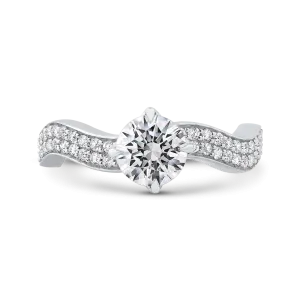 14K White Gold Round Diamond Engagement Ring (Semi Mount)