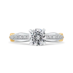 14K White Gold Round Diamond Engagement Ring with Euro Shank (Semi Mount)