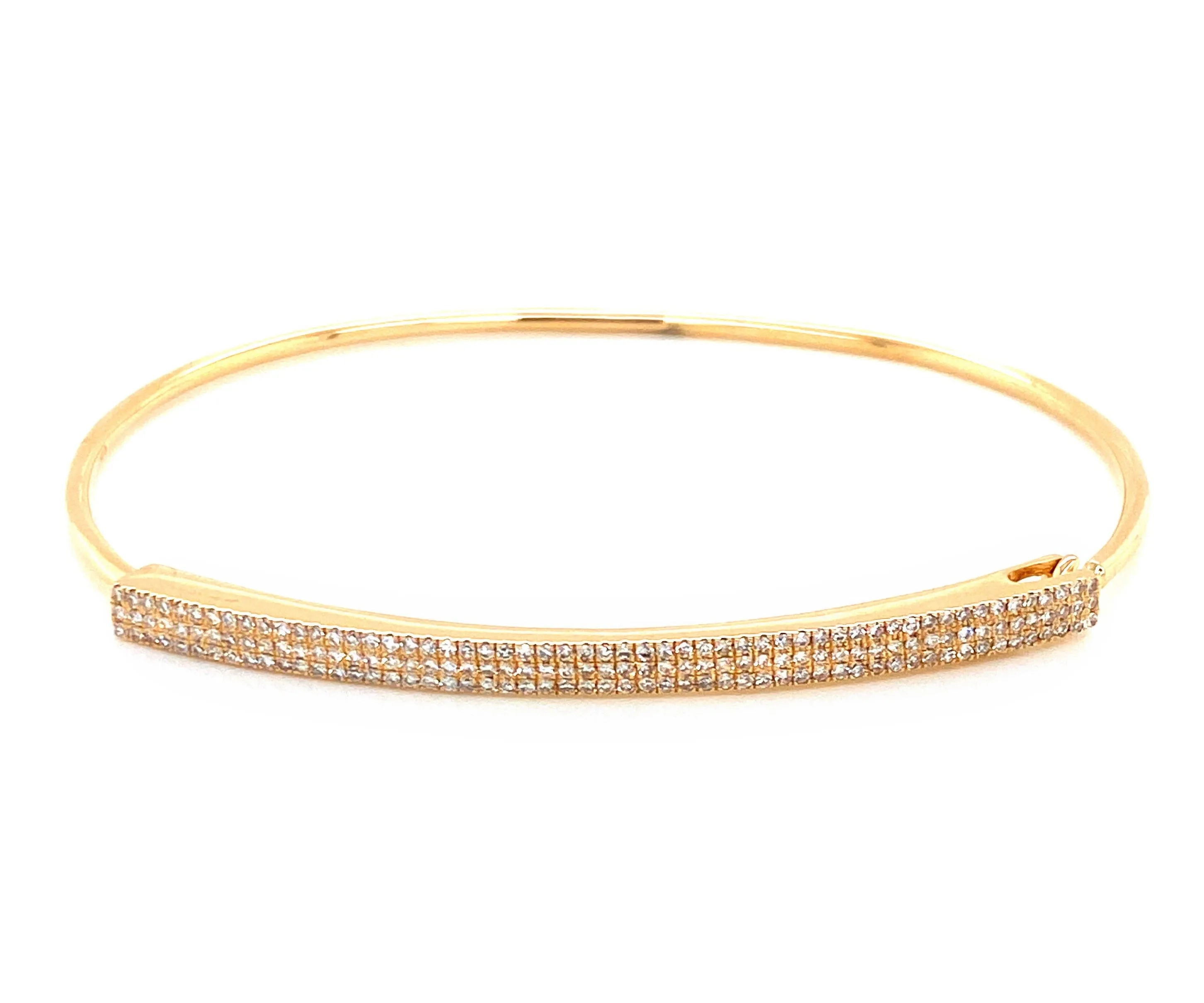 14K Yellow Gold Diamond Pave Triple Row Top Bangle