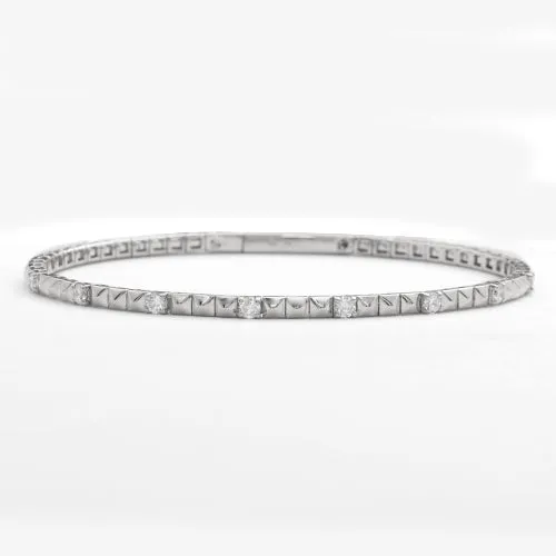 14KW 0.55CTW DIAMOND SINGLE ROW BEADED BANGLE