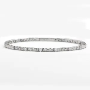 14KW 0.55CTW DIAMOND SINGLE ROW BEADED BANGLE