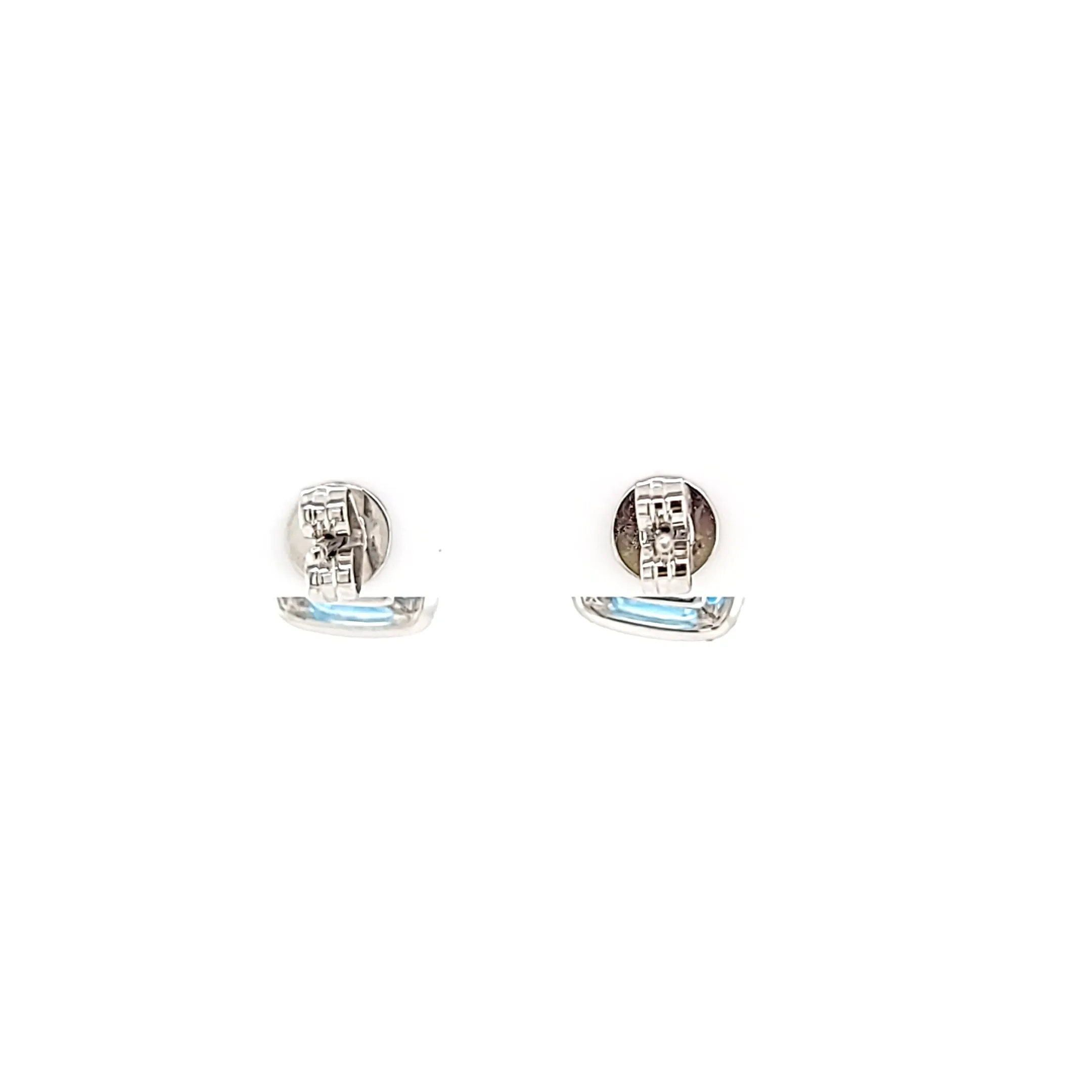 18k White Gold Blue Topaz & Diamond Halo Stud Earrings (I6671)