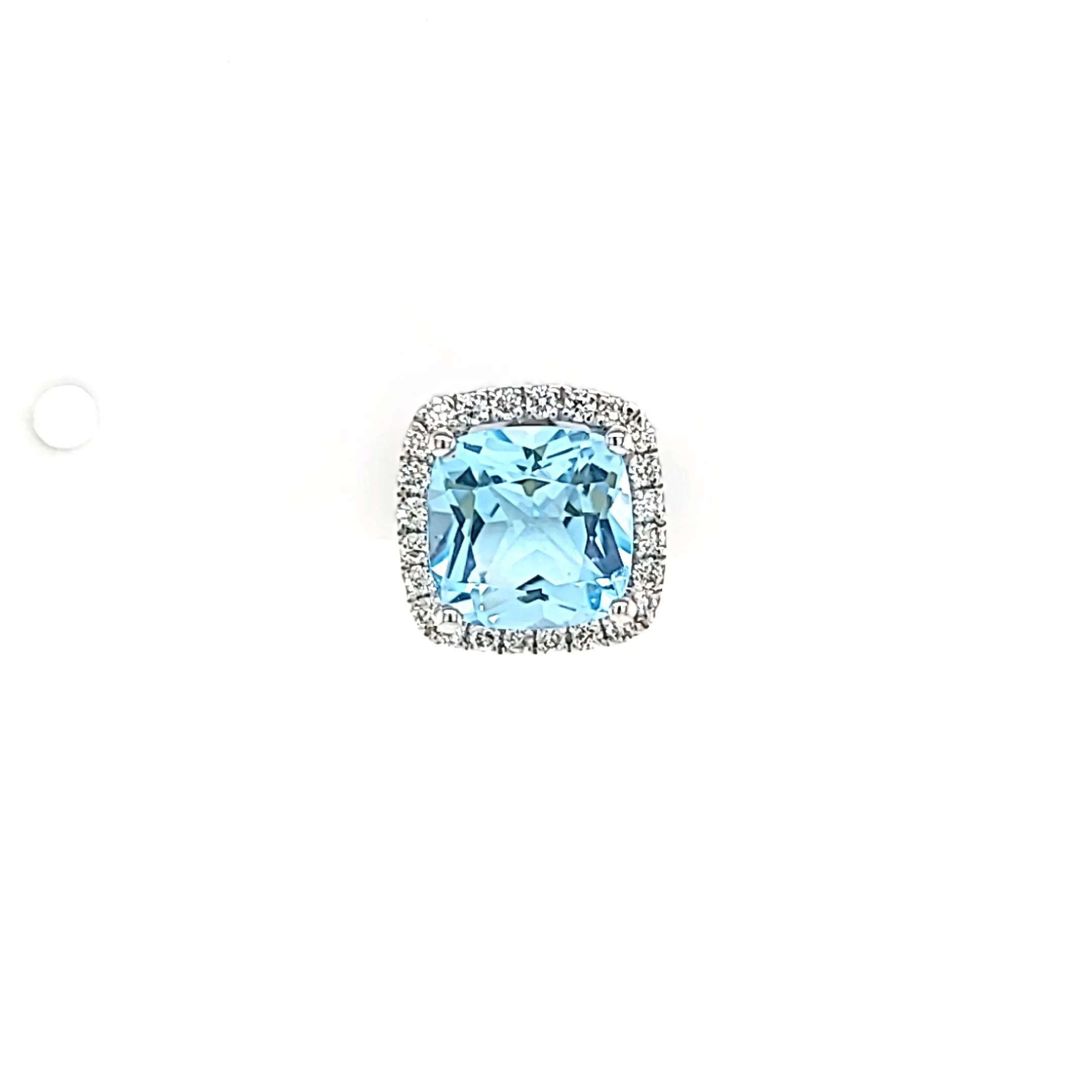 18k White Gold Blue Topaz & Diamond Halo Stud Earrings (I6671)