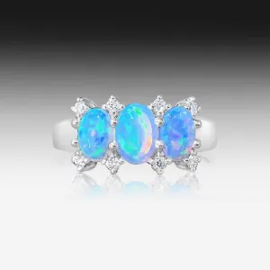 18kt White Gold Opal and DIamond ring