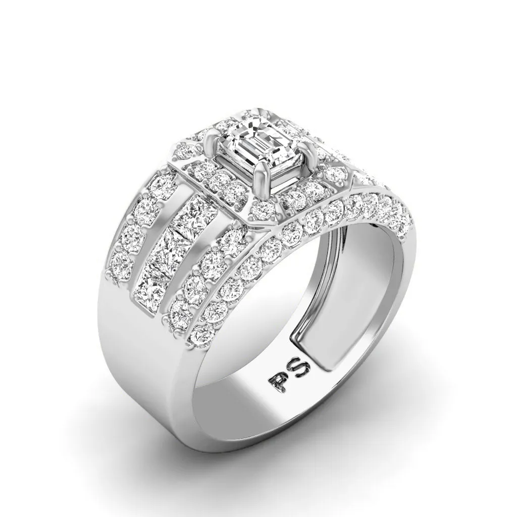 2.05-3.20 CT Round & Emerald Cut Diamonds - Engagement Ring