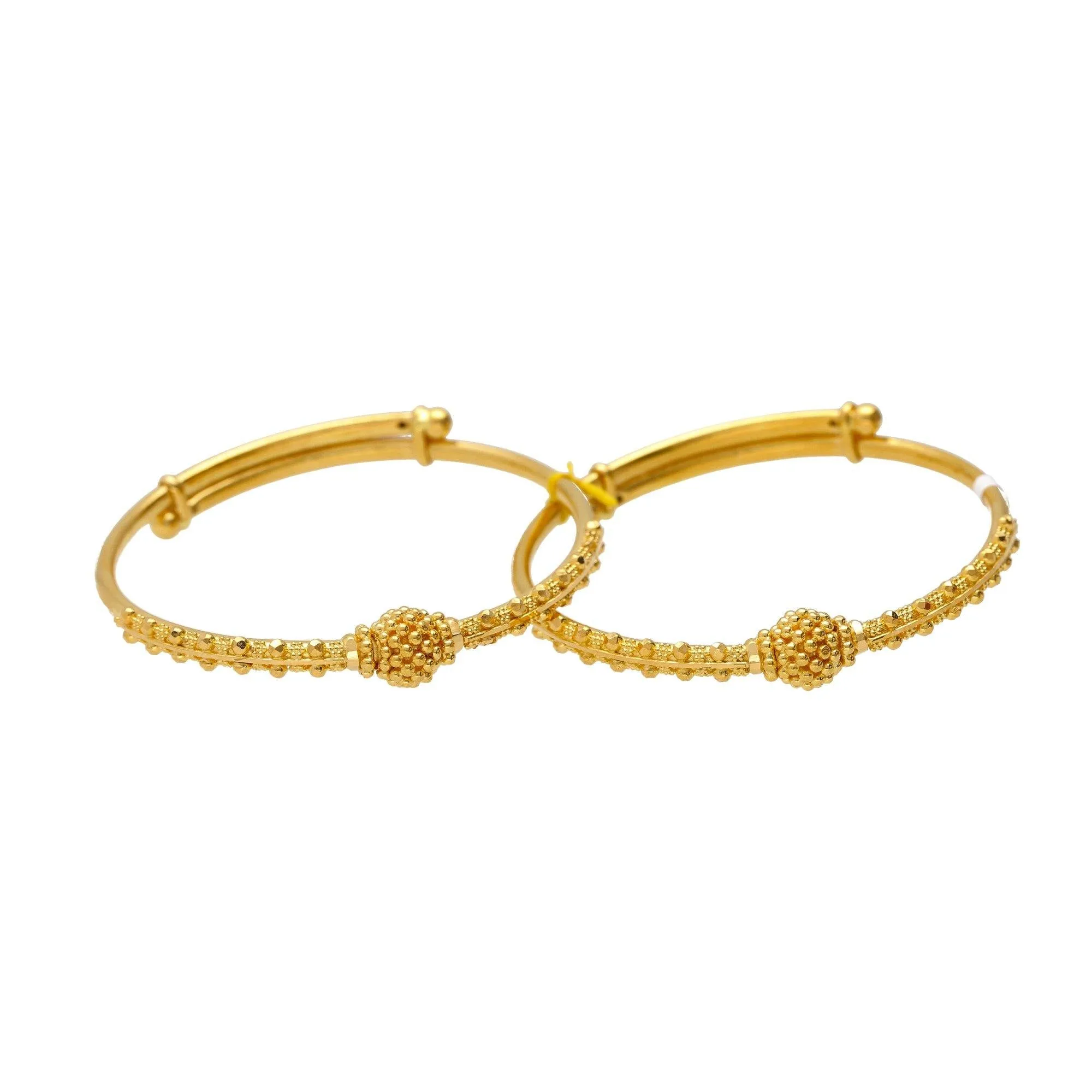 22K Gold Beaded Filigree Baby Bangles (Set of 2)