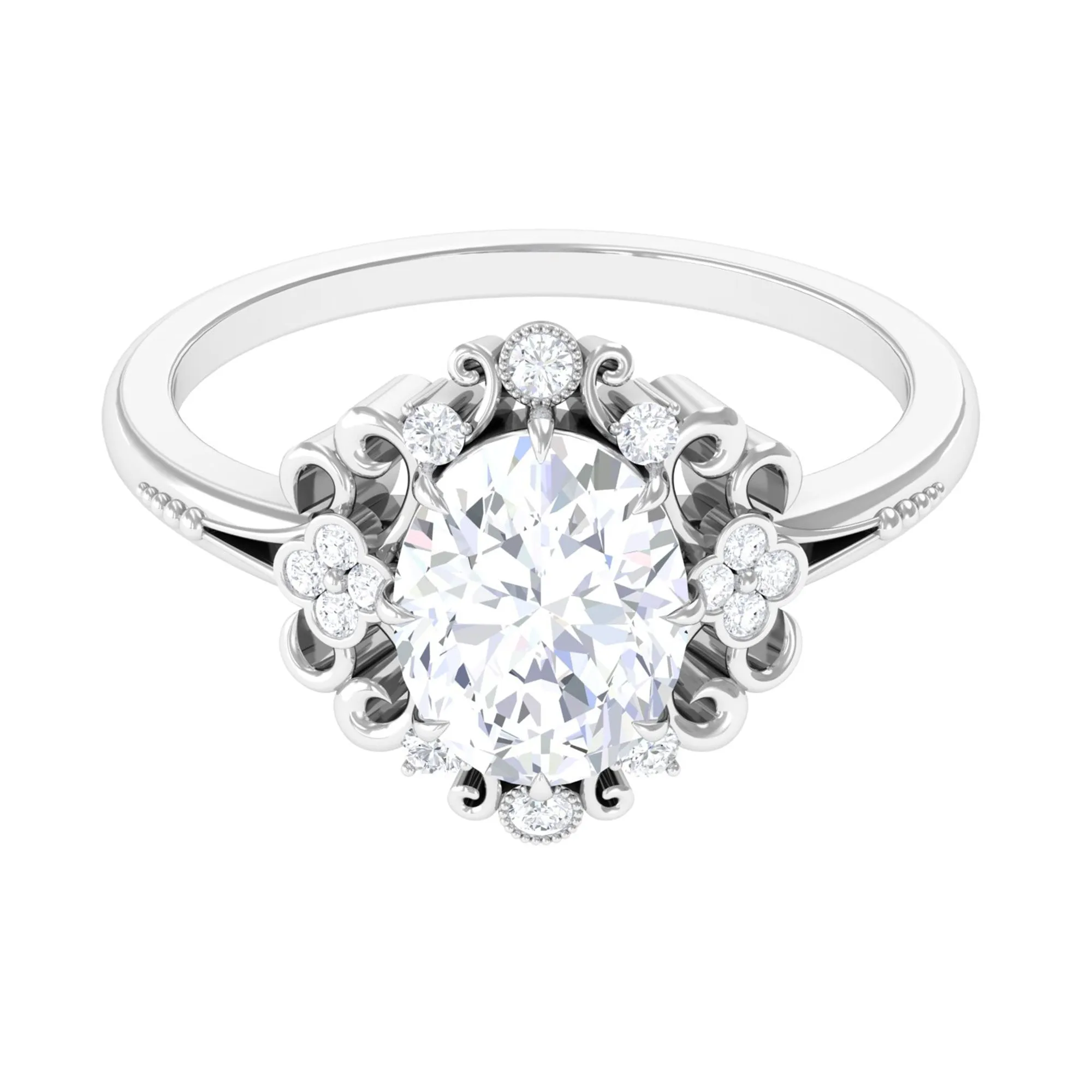 3.25 CT Vintage Inspired Cubic Zirconia Gold Engagement Ring