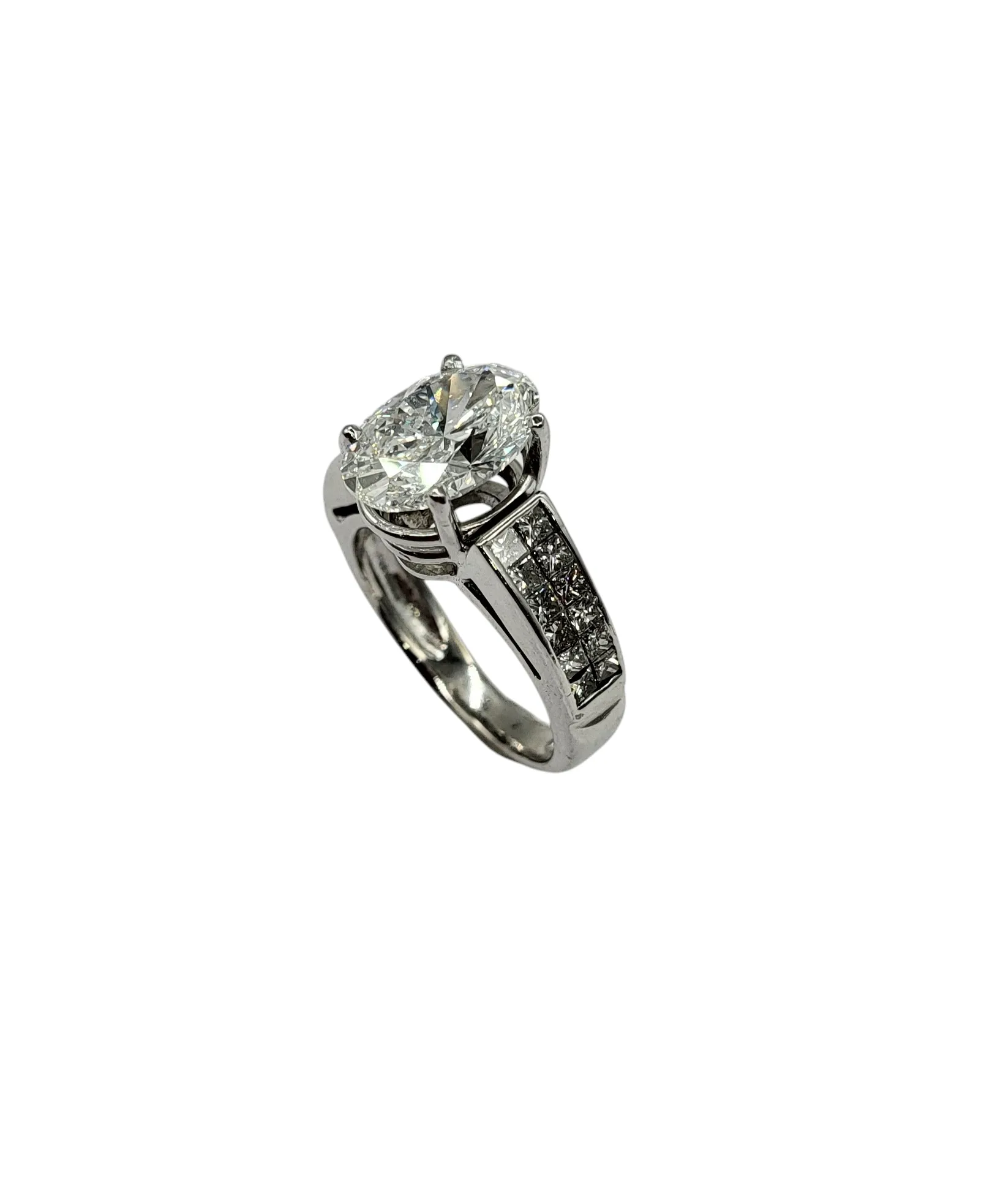 4.75 Carat Total Weight Oval and Square Diamond Ring