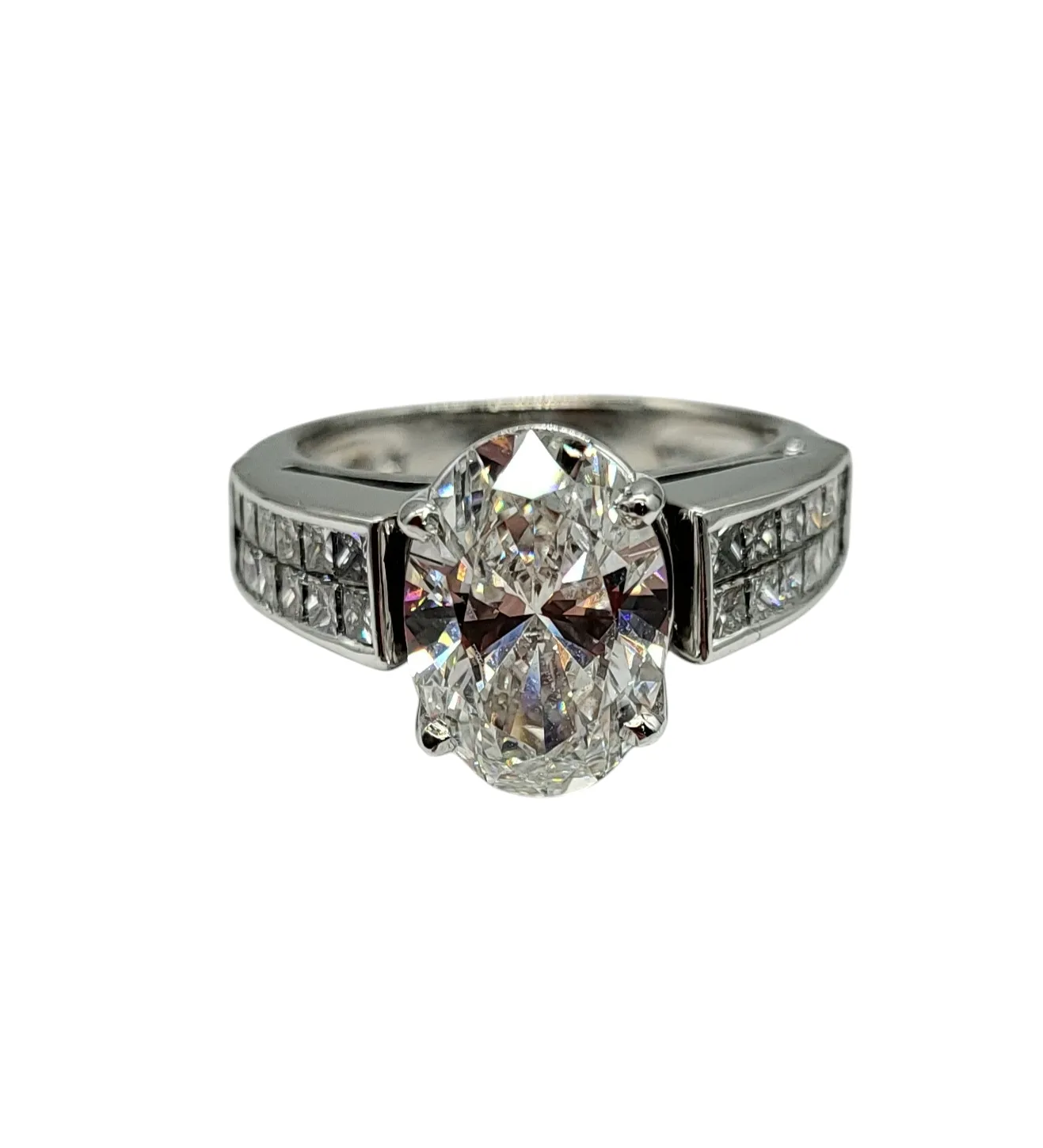 4.75 Carat Total Weight Oval and Square Diamond Ring