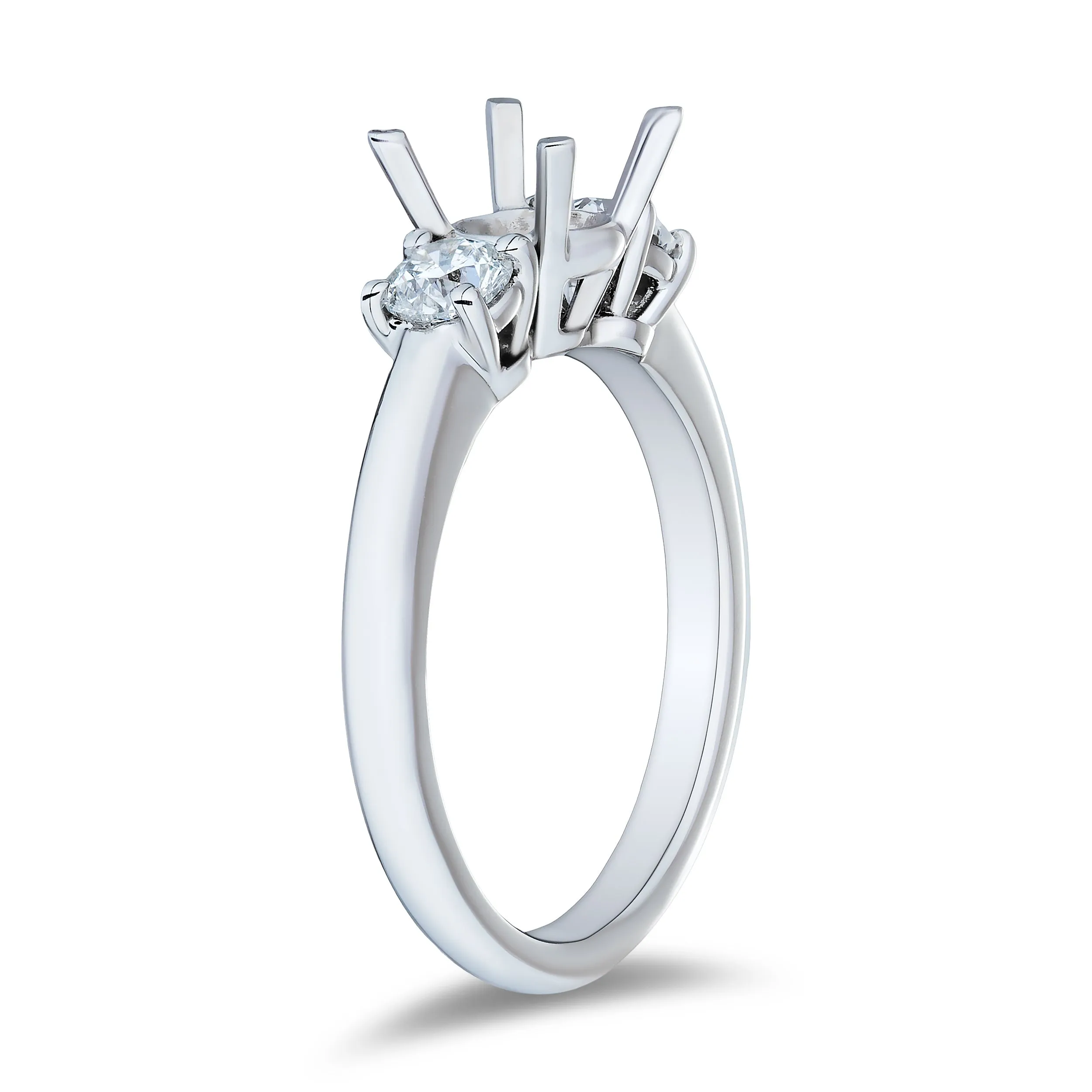 .50ctw Three Stone Semi Mount Platinum Engagement Ring