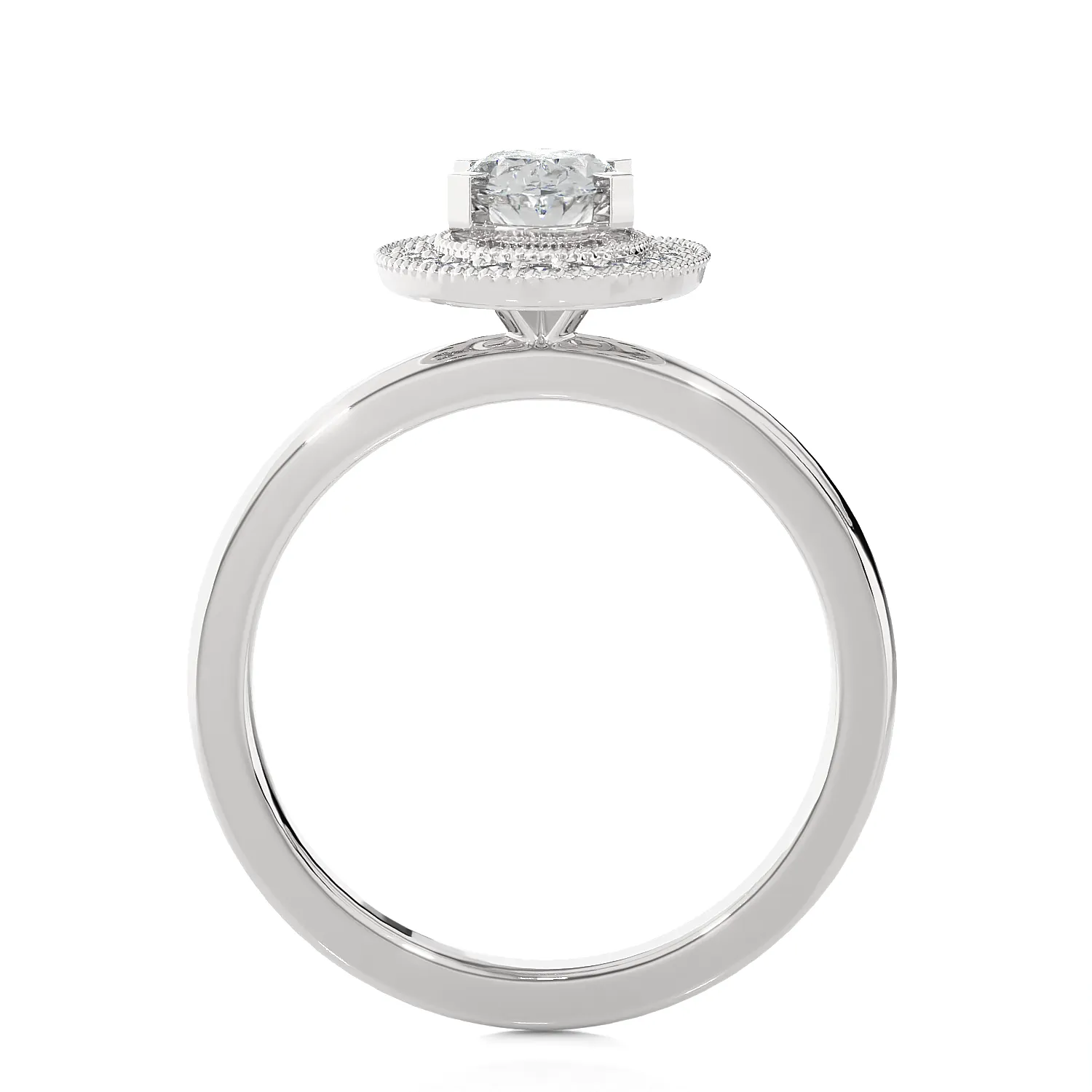 7/8 ctw Round Lab Grown Diamond Halo Engagement Ring