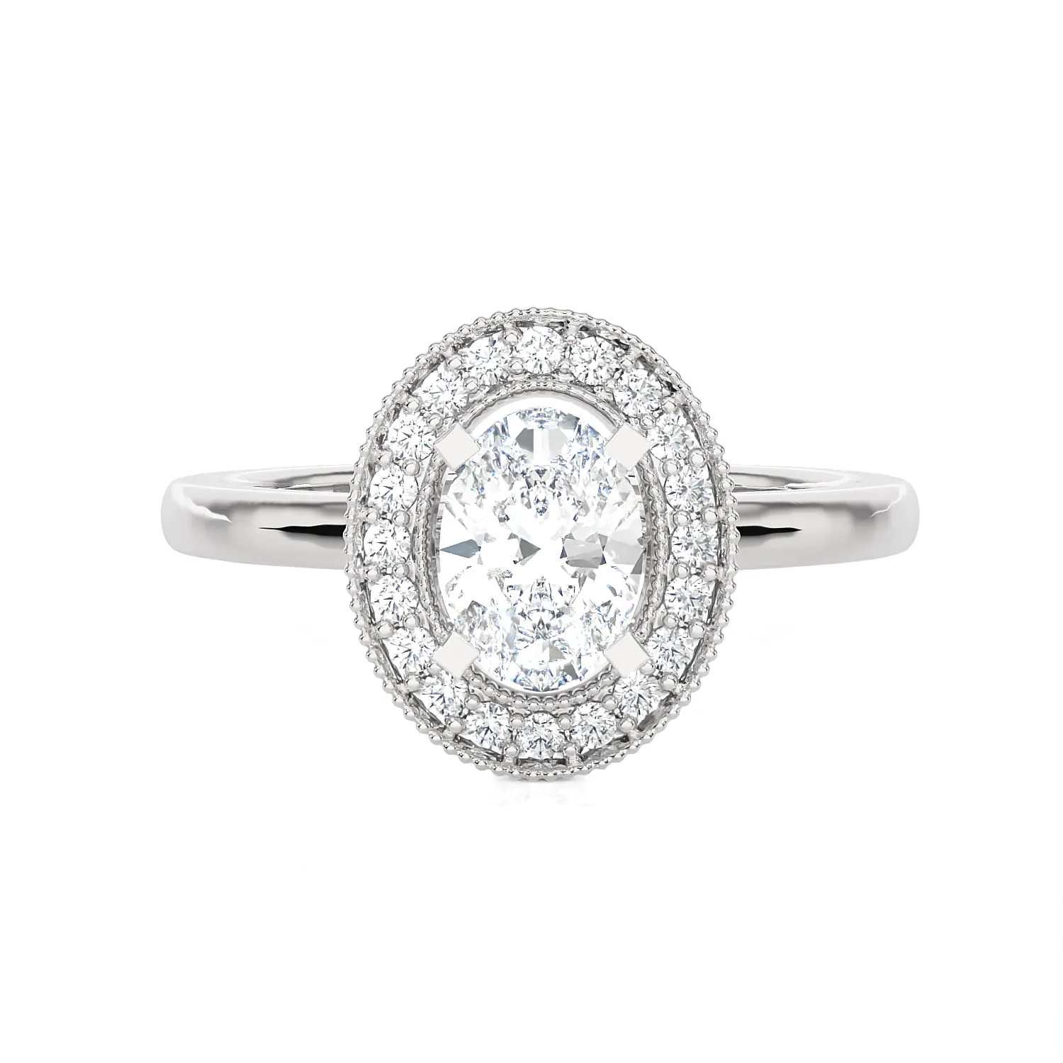 7/8 ctw Round Lab Grown Diamond Halo Engagement Ring