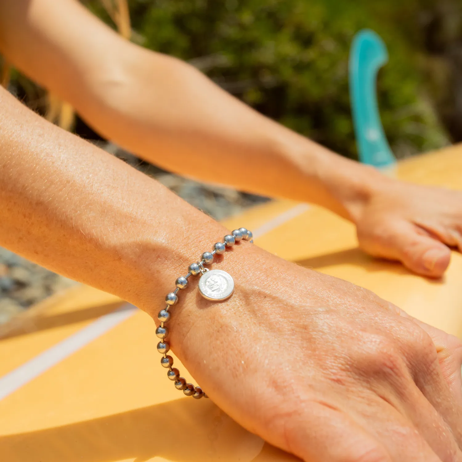 90's Chunky Ball Chain Bracelet - Silver / White