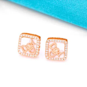 925 Silver Dad Ear Rose Gold Polish  Stud