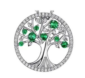 925 Sterling Silver Necklace Pendant Green Tree of Life Women  Necklace Natural Wind Pendant Jewelry