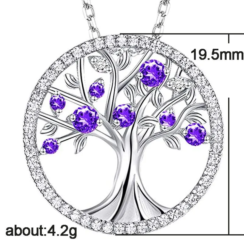 925 Sterling Silver Necklace Pendant Green Tree of Life Women  Necklace Natural Wind Pendant Jewelry