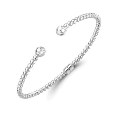 9ct White Gold Beaded Torque Bangle