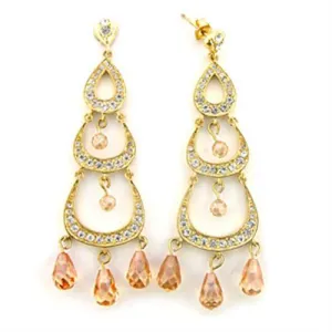 Alamode Gold 925 Sterling Silver Earrings with AAA Grade CZ in Champagne