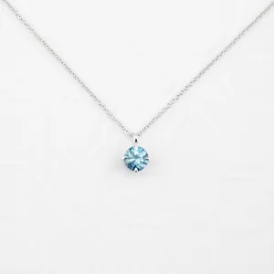 Alice Necklace 5mm Montana Sapphire, 14k White Gold (One of a kind)