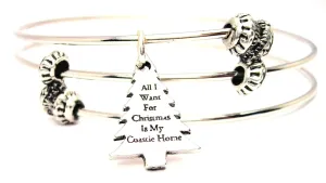 All I Want For Christmas is My Coastie Home Triple Style Expandable Bangle Bracelet