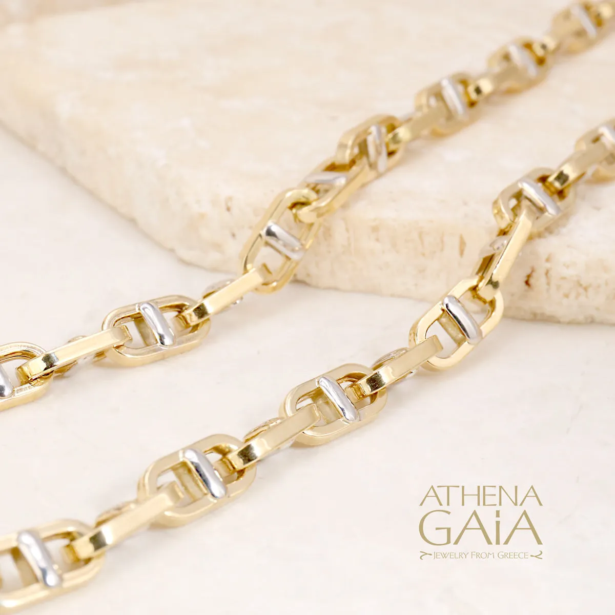 Al'Oro Two-Toned Anchor Chain Necklace