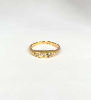 Antique, 18ct Gold, 5 stone Diamond Ring, Hallmarked 18ct Gold, Birmingham, 1914