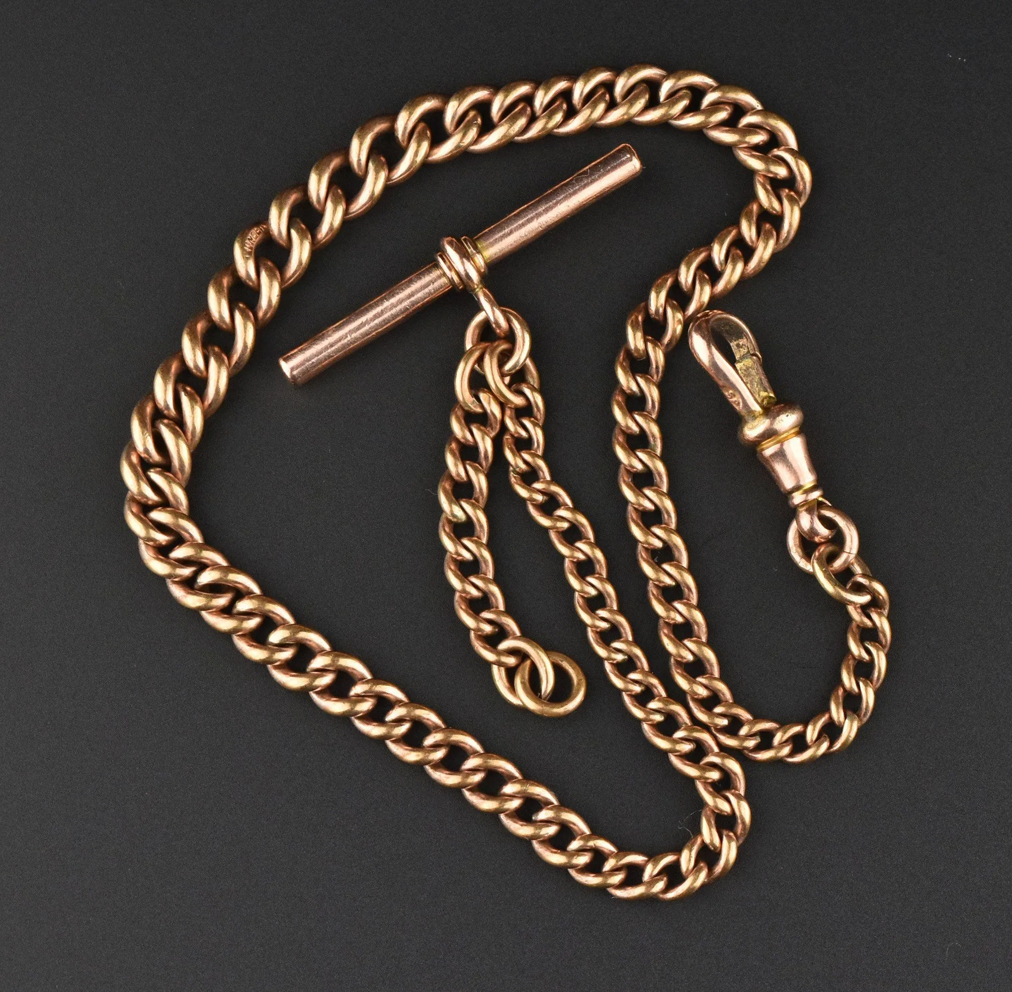 Antique Albert 18K Rolled Gold Pocket Watch Chain