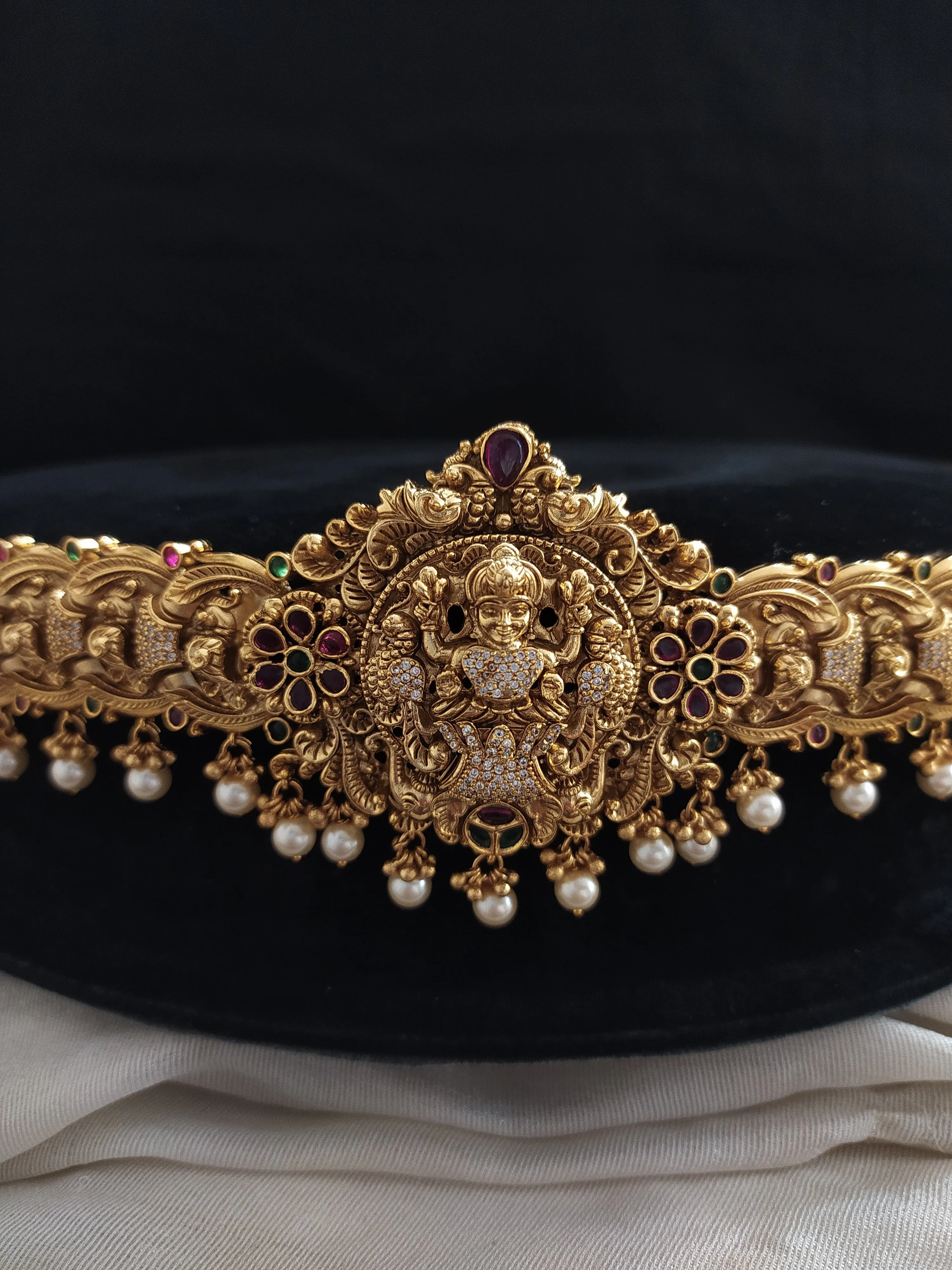 Antique Bridal/Festive Wear Hip-Belt with Nakshi Work and Zircon Stones