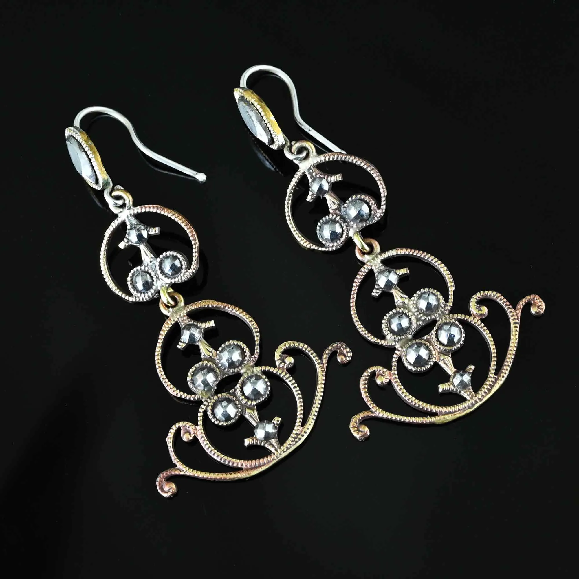 Antique Victorian Cut Steel Chandelier Earrings